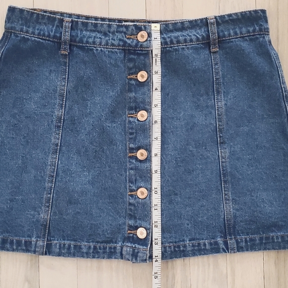 Forever 21 Womens Blue Jean Denim A-Line Button Front Mini Skirt Size 30 Blue - Picture 4 of 6